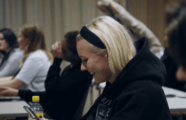 Girl student laughing